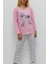 Baskılı Içi Tüylü Pijama Takımı Pembe 3