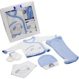 Tangmoda Erkek Bebek Yenidoğan Giyim Seti 5 Parça Mavi Taç Desenli Hastane Çıkışı
