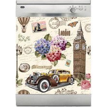 Sticker Art Bulaşık Makinesi Sticker Kaplama Beyaz Eşya Kaplama London Postcard