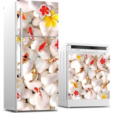 Sticker Art Buzdolabı ve Bulaşık Makinası Beyaz Eşya Sticker Kaplama Taşlar Balık