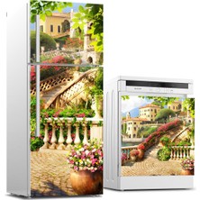 Sticker Art Buzdolabı ve Bulaşık Makinası Beyaz Eşya Sticker Kaplama 3D Bahçe Balkon