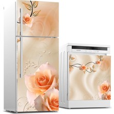 Sticker Art Buzdolabı ve Bulaşık Makinası Beyaz Eşya Sticker Kaplama Pembe Gül