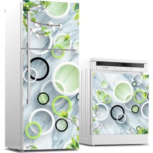 Sticker Art Buzdolabı ve Bulaşık Makinası Beyaz Eşya Sticker Kaplama Yuvarlak Mermer