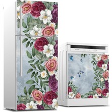Sticker Art Buzdolabı ve Bulaşık Makinası Beyaz Eşya Sticker Kaplama Zarif Çiçekler