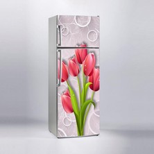 Sticker Art Buzdolabı Sticker Kaplama Dolap Kaplama Etiketi 3D Kırmızı Gül