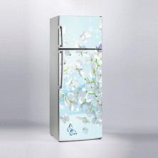 Sticker Art Buzdolabı Sticker Kaplama Dolap Kaplama Etiketi Beyaz Çiçek Kelebek