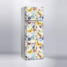 Sticker Art Buzdolabı Sticker Kaplama Dolap Kaplama Etiketi Çiçek Sarı Kelebek