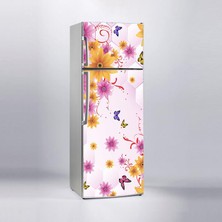 Sticker Art Buzdolabı Sticker Kaplama Dolap Kaplama Etiketi Kelebek Çiçekler