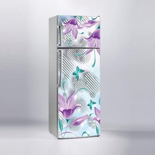 Sticker Art Buzdolabı Sticker Kaplama Dolap Kaplama Etiketi Mor Çiçek