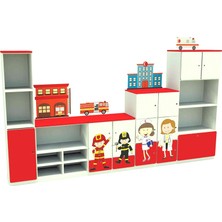 Woody Life Acil  Meslek Temalı Çocuk Odası Anaokulu Kreş Dolap Seti