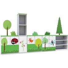 Woody Life Ilkbahar Temalı Çocuk Odası Anaokulu Kreş Dolap Seti