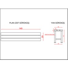 PARKSAN Metal Ayak Bank 140(L)x30(W)x45(H)