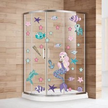 Echo Home Deniz Kızı Deniz Yıldızları ve Balıklar Duşakabin ve Banyo Sticker