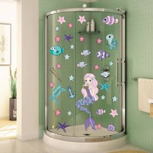 Echo Home Deniz Kızı Deniz Yıldızları ve Balıklar Duşakabin ve Banyo Sticker