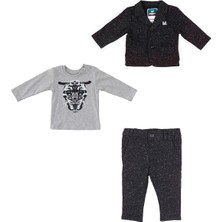 Bebepan Rock Sweatshirt Ceket Pantolon Erkek Çocuk 3-30 Ay Bordo Alt Üst Takım