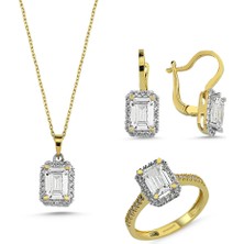 Sembol Gold Altın Mini Set Baget Taşlı 3lü Takım (zincir dahil) SG-4258-BG
