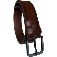 GoDeri   Tek Parça Deri 4.5 cm Koyu Kahverengi Kot, Spor Kemer