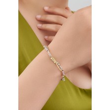 TMT Silver Gümüş Dorika Dorissa Toplu Italyan Model Dikdörtgen  Rose Altın ve Gümüş Renkli Bileklik