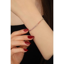 Mistik Silver  Renkli Taşlı Su Yolu Gümüş Bileklik