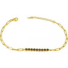 Mistik Silver Mineli Nazar Boncuğu Gümüş Bileklik