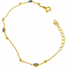 Mistik Silver Nazar Boncuklu Gümüş Zincir Bileklik