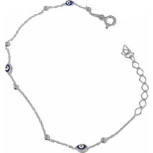 Mistik Silver Nazar Boncuklu Gümüş Zincir Bileklik