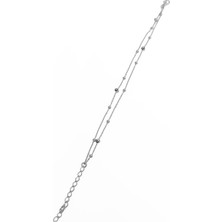 Mistik Silver Çift Sıra Nazar Boncuklu Gümüş Zincir Bileklik