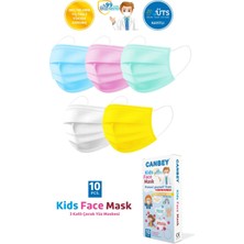 Canbey 50 Adet (5 Kutu) Kız Çocuk Cerrahi Maske 5 Farklı Renk 3 Katlı Meltblownlu