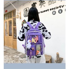 Deweiqi Pin ve Aksesuarlar 4'lü Kawaii Okul Sırt Sırt Çantası (Yurt Dışından)