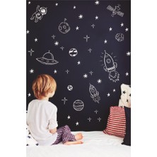 Lizpo Decor Uzay Roket Duvar Astronot Füze Duvar Sticker Bebek ve Çocuk Odası Dekoratif Duvar Çıkartma