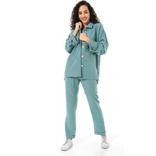 Disentis Modest Kadın Gömlek Pantolon Mint Yeşili Double Takım