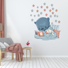 Echo Home Kitap Okuyan Sevimli Ayıcık ve Tavşan Çocuk Odası Duvar Sticker