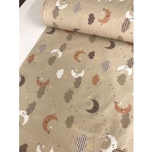 Bebek Özel 240 Cm. Eninde Kahverengi Gök Yüzü Pamuklu Kumaş