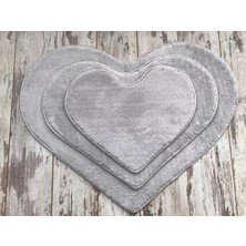 Bonny Home Kalp Gri 3'Lü Banyo Halısı Paspası Seti Kaymaz Pufidik Klozet Takımı