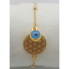 Kardeşler Ticaret Yaşam Çiçeği Nazar Boncuklu Bileklik Altın Rengi - 05