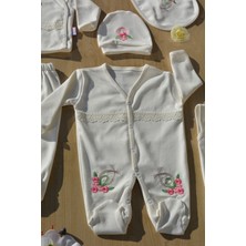 Yzc Home Babyzc Organik Naturel Nakışlı Kız Bebek Tulumlu Hastane Çıkışı