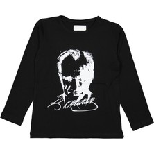 Tunngoo Mustafa Kemal Atatürk Imzalı 10 Kasım Uzun Kollu Tshirt Siya 9-10 Yaş