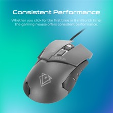 Vertux Dominator Gri - Oyuncu Mouse Hızlı Tepkili Ergonomik LED 3200 Dpı Kablolu