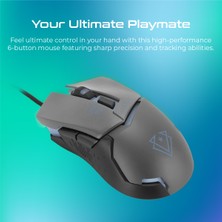 Vertux Dominator Gri - Oyuncu Mouse Hızlı Tepkili Ergonomik LED 3200 Dpı Kablolu