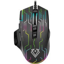 Vertux Kryptonite Siyah - Oyuncu Mouse Üstün Hızlı Performanslı Kablolu 10.000 Dpı LED