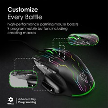 Vertux Kryptonite Siyah - Oyuncu Mouse Üstün Hızlı Performanslı Kablolu 10.000 Dpı LED