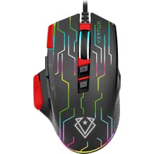 Vertux Kryptonite Kırmızı - Oyuncu Mouse Üstün Hızlı Performanslı Kablolu 10.000 Dpı LED