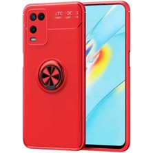 Kvy Oppo A54 Yüzüklü Manyetik Ravel Kılıf Kırmızı