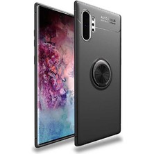 Kvy Samsung Galaxy Note 10 Plus Yüzüklü Manyetik Ravel Kılıf Siyah