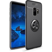 Kvy Samsung Galaxy S9 Yüzüklü Manyetik Ravel Kılıf Siyah