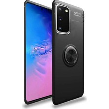Kvy Samsung Galaxy S20 Plus Yüzüklü Manyetik Ravel Kılıf Siyah