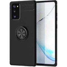 Kvy Samsung Galaxy Note 20 Yüzüklü Manyetik Ravel Kılıf Siyah