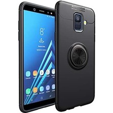 Kvy Samsung Galaxy A6 2018 Yüzüklü Manyetik Ravel Kılıf Siyah