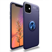 Kvy iPhone 11 Pro Yüzüklü Manyetik Ravel Kılıf Nano Ekran Koruyucu Full Setmavi