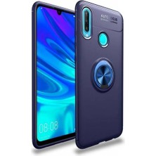 Kvy Huawei P30 Lite Yüzüklü Manyetik Ravel Kılıf Mavi